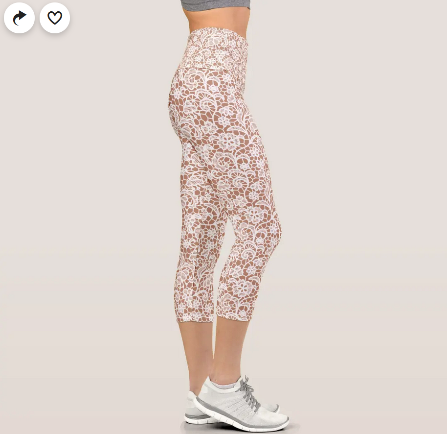Capri leggings with all-over lace print