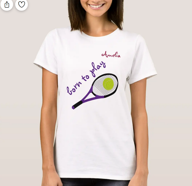 Personalized Born to Play tennis t-shirt for women